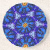 抽象芸術青い花パターン コースター (正面)