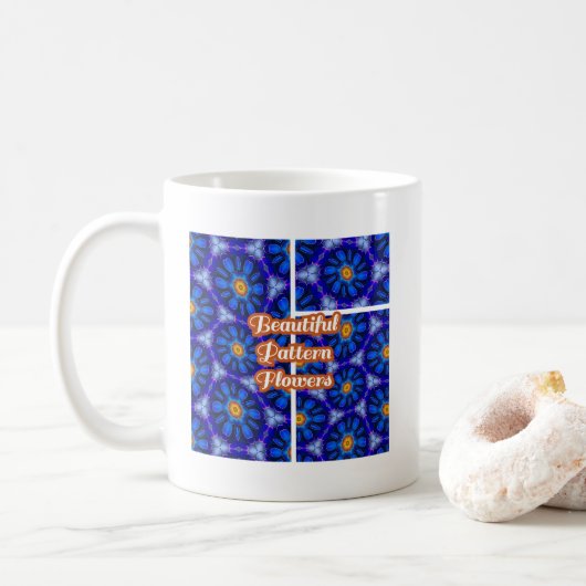 抽象芸術青い花パターン コーヒーマグカップ (ドーナツ)