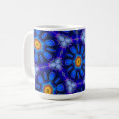 抽象芸術青い花パターン コーヒーマグカップ (正面左)