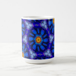 抽象芸術青い花パターン コーヒーマグカップ