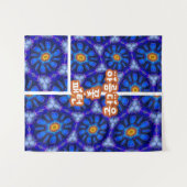 抽象芸術青い花パターン タペストリー (正面(横))