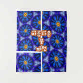 抽象芸術青い花パターン タペストリー (正面)