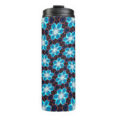 抽象芸術青い花パターン タンブラー (正面)