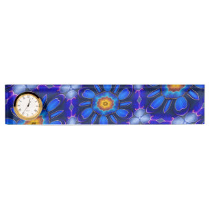 抽象芸術青い花パターン デスクネームプレート