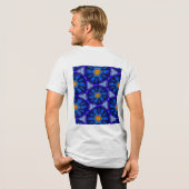 抽象芸術青い花パターン トライブレンドTシャツ (フル背面)