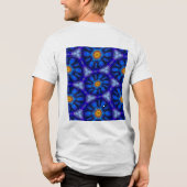 抽象芸術青い花パターン トライブレンドTシャツ (裏面)