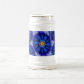抽象芸術青い花パターン ビールジョッキ (中央)