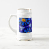 抽象芸術青い花パターン ビールジョッキ (左)