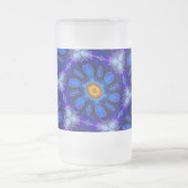 抽象芸術青い花パターン フロストグラスビールジョッキ (中央)