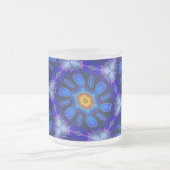 抽象芸術青い花パターン フロストグラスマグカップ (中央)