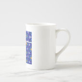 抽象芸術青い花パターン ボーンチャイナマグカップ (右)