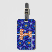抽象芸術青い花パターン ラゲッジタグ (正面縦)