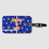 抽象芸術青い花パターン ラゲッジタグ (正面横)