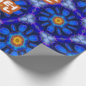 抽象芸術青い花パターン ラッピングペーパー (角)