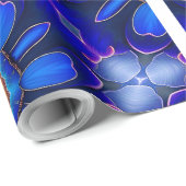 抽象芸術青い花パターン ラッピングペーパー (ロールコーナー)