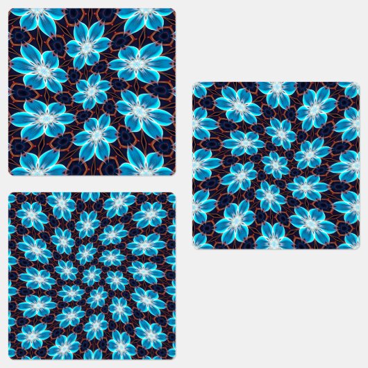抽象芸術青い花パターン ラベル (グループ)