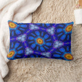 抽象芸術青い花パターン ランバークッション (ブランケット)