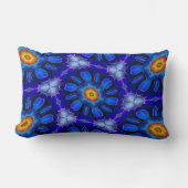 抽象芸術青い花パターン ランバークッション (正面)