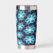 抽象芸術青い花パターン 保温保冷タンブラー (背面)