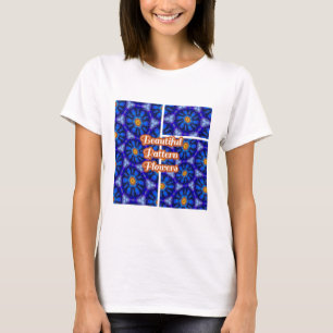 抽象芸術青い花パターン Tシャツ