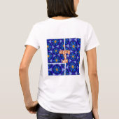 抽象芸術青い花パターン Tシャツ (裏面)