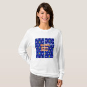 抽象芸術青い花パターン Tシャツ (正面フル)