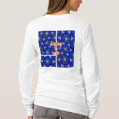 抽象芸術青い花パターン Tシャツ (裏面)