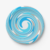 抽象芸術青と灰色の緩和曲線 ペーパープレート (正面)