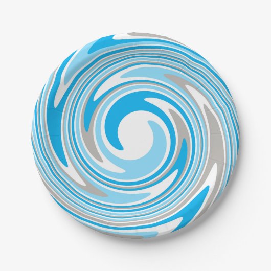 抽象芸術青と灰色の緩和曲線 ペーパープレート (正面)