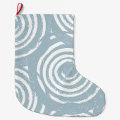 抽象芸術青と白の円 ラージクリスマスストッキング (正面)
