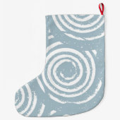 抽象芸術青と白の円 ラージクリスマスストッキング (裏面)