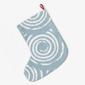 抽象芸術青と白の円 ラージクリスマスストッキング (裏面 (吊り時))
