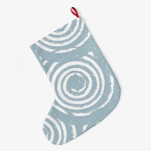 抽象芸術青と白の円 ラージクリスマスストッキング (裏面 (吊り時))