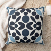 抽象芸術青と白の幾何学的パターン クッション (ブランケット)