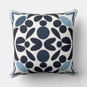 抽象芸術青と白の幾何学的パターン クッション (裏面)