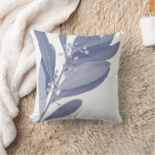 抽象芸術青と白の植物草本 クッション (ブランケット)