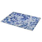 抽象芸術青と白葉の カッティングボード (角)