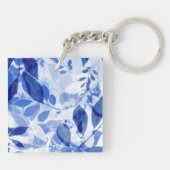 抽象芸術青と白葉の キーホルダー (裏面)