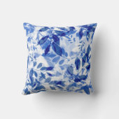 抽象芸術青と白葉の クッション (裏面)