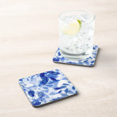 抽象芸術青と白葉の コースター (右側)