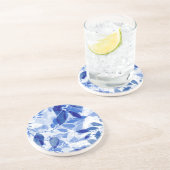 抽象芸術青と白葉の コースター (側面)