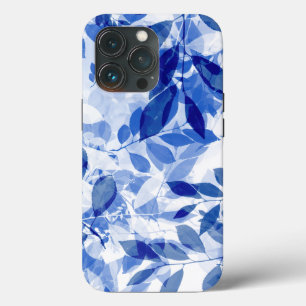 抽象芸術青と白葉の iPhone 13 PROケース