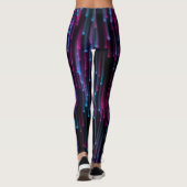抽象芸術青と紫のネオンラインを黒に レギンス (裏面)