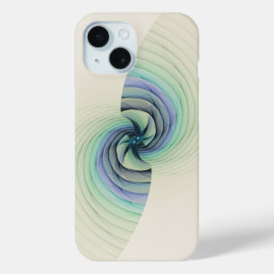 抽象芸術青と緑の緩和曲線 iPhone 15ケース
