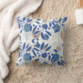 抽象芸術青と金ゴールドの植物葉 クッション (ブランケット)