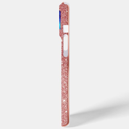 抽象芸術青の幾何学的パターン(バラ金ゴールド) Case-Mate iPhoneケース (裏面 / 左)