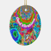 抽象芸術青ひまわり |レトロな花 セラミックオーナメント (右)