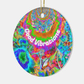 抽象芸術青ひまわり |レトロな花 セラミックオーナメント (左)