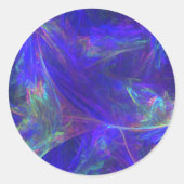 抽象芸術青カラフル霧 ラウンドシール (正面)