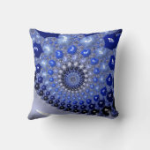 抽象芸術青グラデーションフラクタル気泡 クッション (裏面)